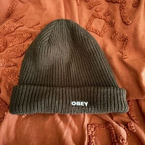 Obey Charcoal Ribbed Beanie